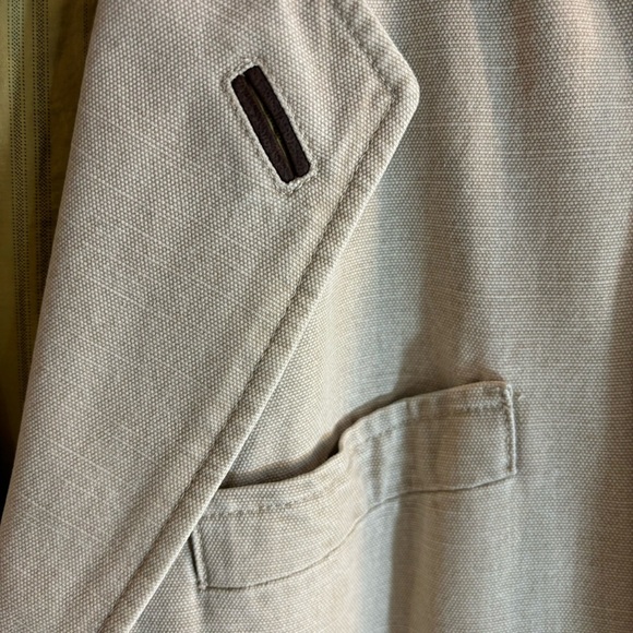 CAMEL COLLECTION Sz 50 Blazer Partially Lined Shoulder Pads Patch Pockets - Picture 4 of 12